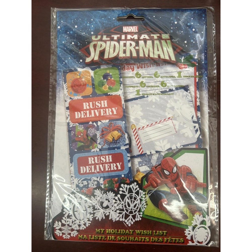 Ultimate Spider-Man Santa Letter Christmas Wish list Stickers New